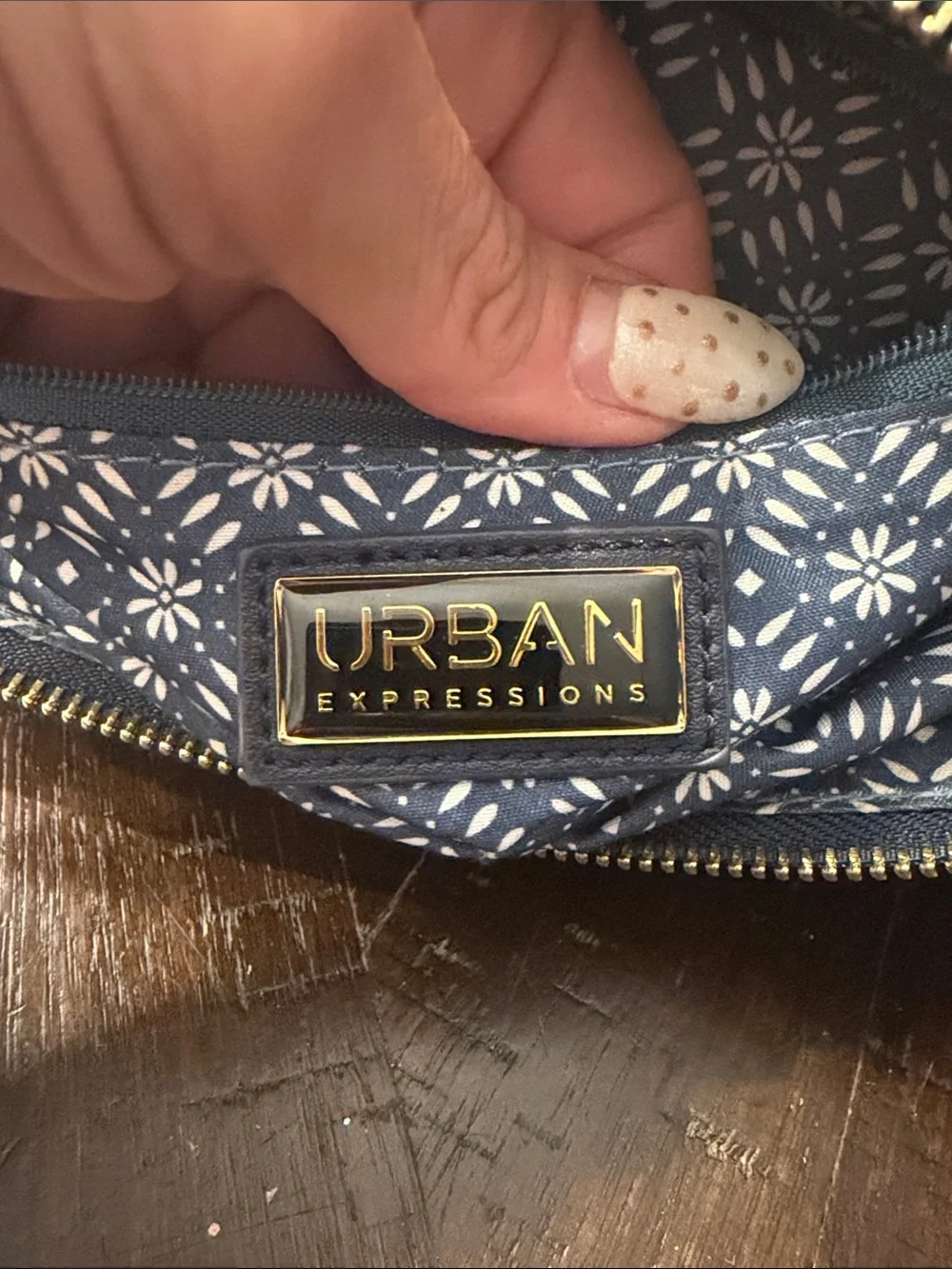 Urban Expressions Navy Floral Applique Wristlet Clutch with Multicolor Flowers